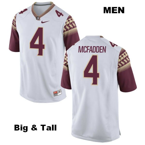 Men's NCAA Nike Florida State Seminoles #4 Tarvarus McFadden College Big & Tall White Stitched Authentic Football Jersey HZJ5669KO